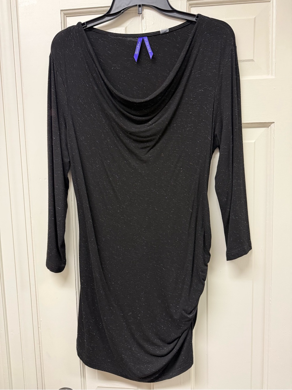 Seraphine black sparkly maternity top, size US 8.